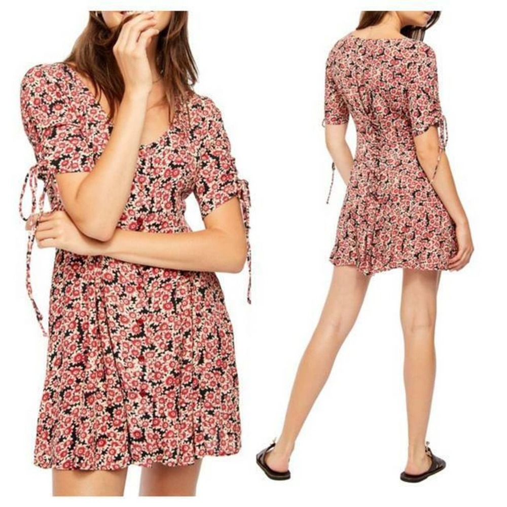 NEW Free People Floral LACE UP Mini Dress Size XS